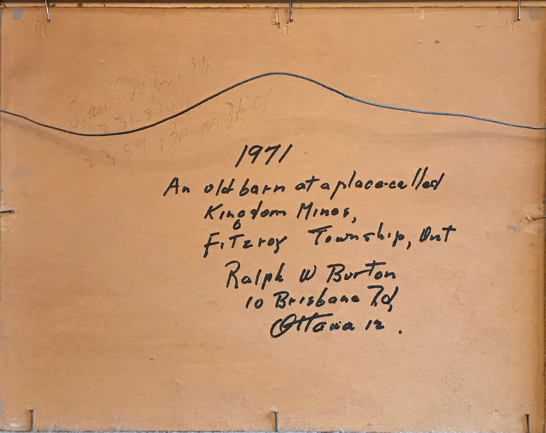 R. W. Burton "Old Barn, Kingdom Mines, Ont."